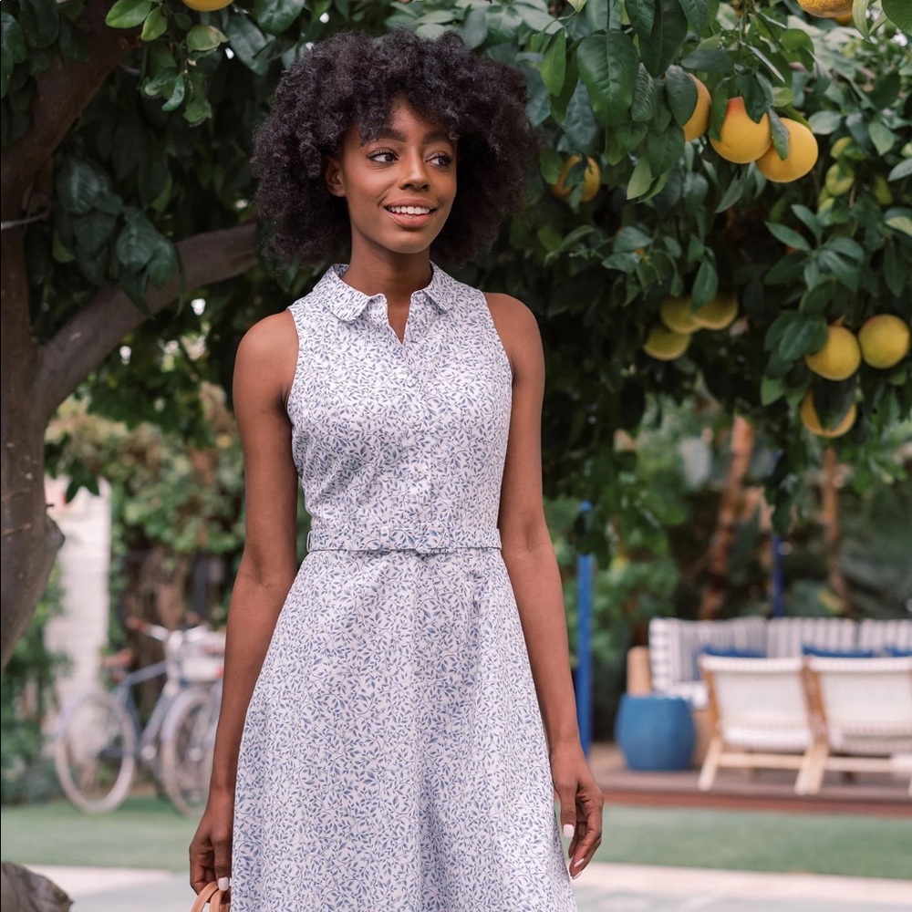Gal Meets Glam Rose Dress in Blue Floral